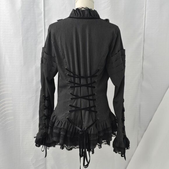 Spin Doctor 2XL Florence Victorian Gothic Steampunk Black Corset Lace Jacket - Picture 2 of 16